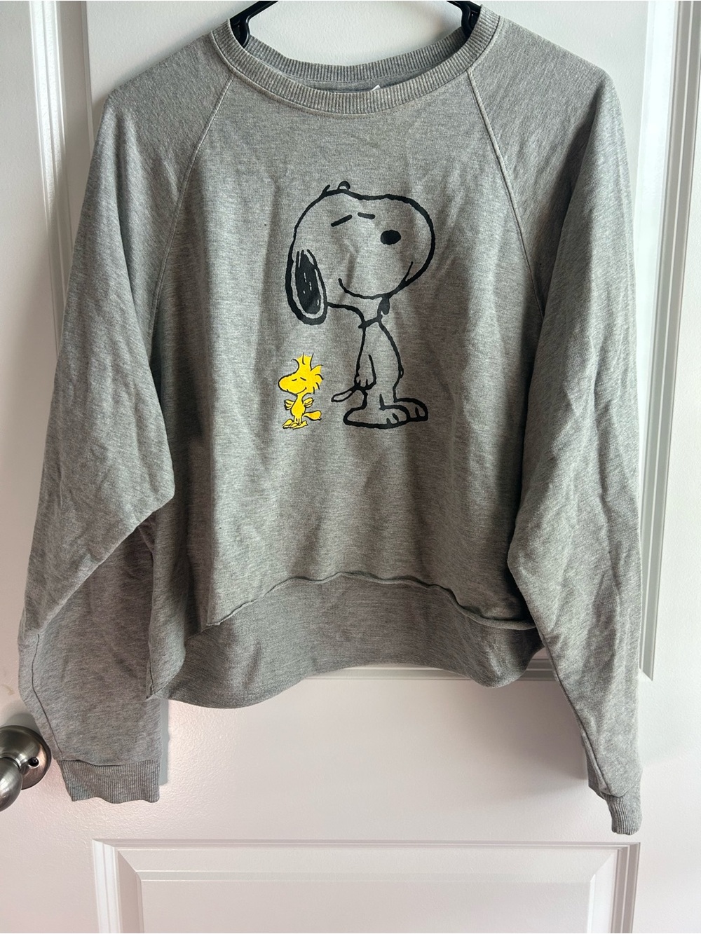 Peanuts Gray Cropped Crewneck with Snoopy